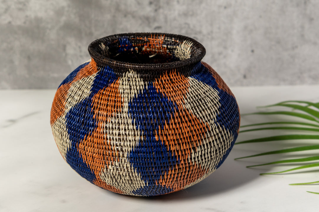 Orange And Purple Diamond Woven Basket