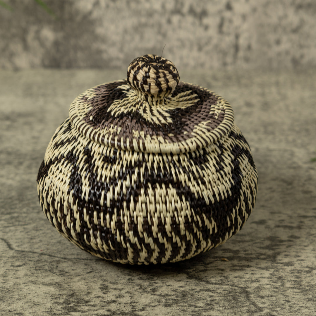 Black And White Rainforest Basket With Top