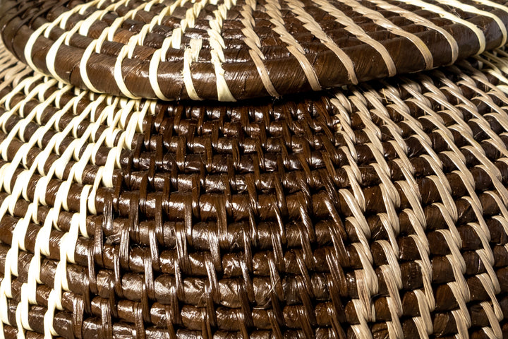 Brown And White Jungle Essence Woven Basket With Top
