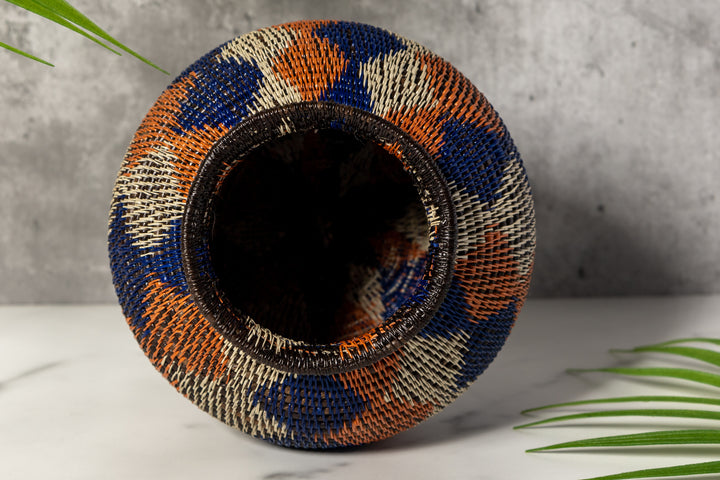 Orange And Purple Diamond Woven Basket