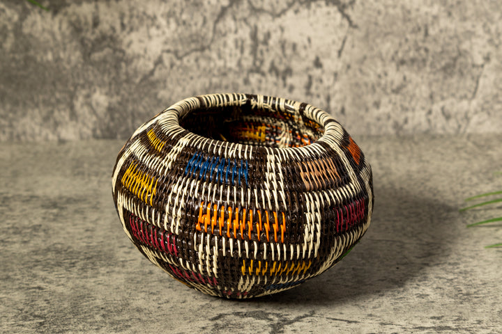 Rainbow Colors Woven Basket With Top