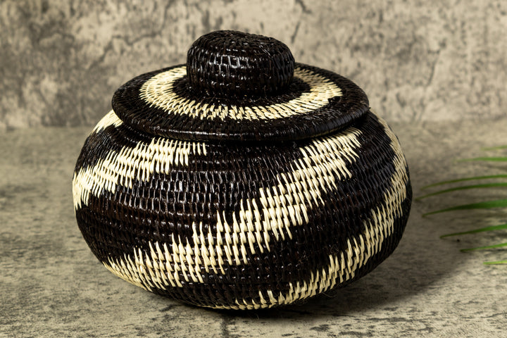 Night Swirl Woven Basket With Top