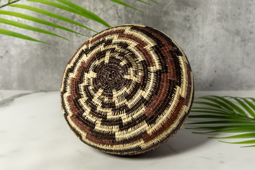 ZigZag Brown And White Woven Basket