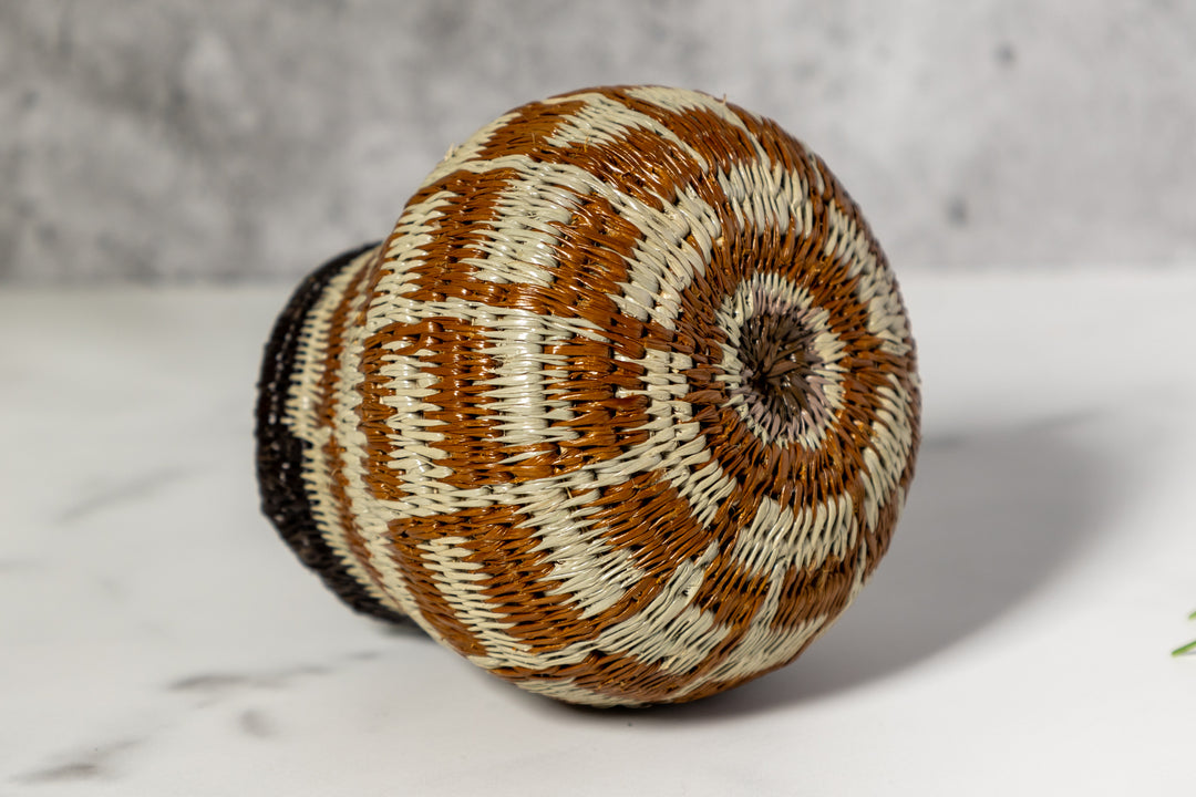 Small Brown And Gray Woven Basket