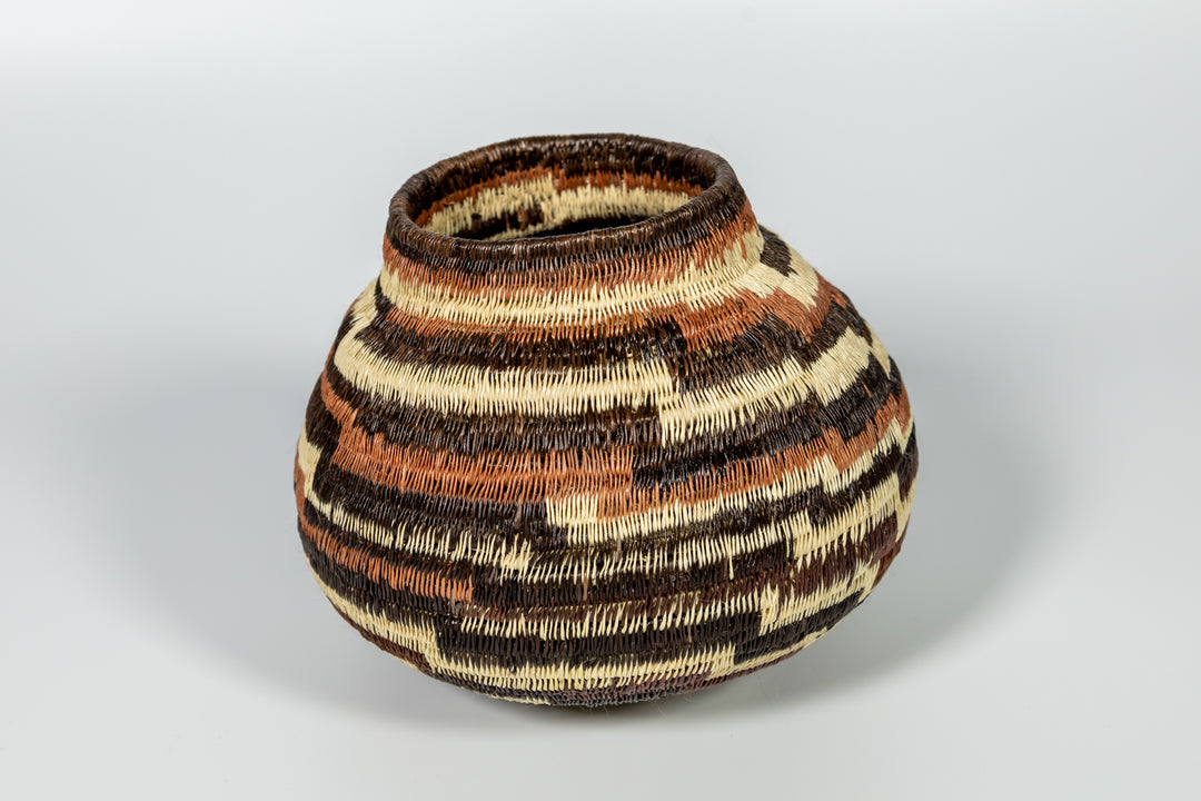 ZigZag Brown And White Woven Basket