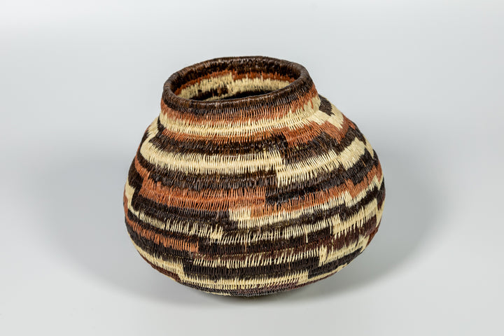 ZigZag Brown And White Woven Basket