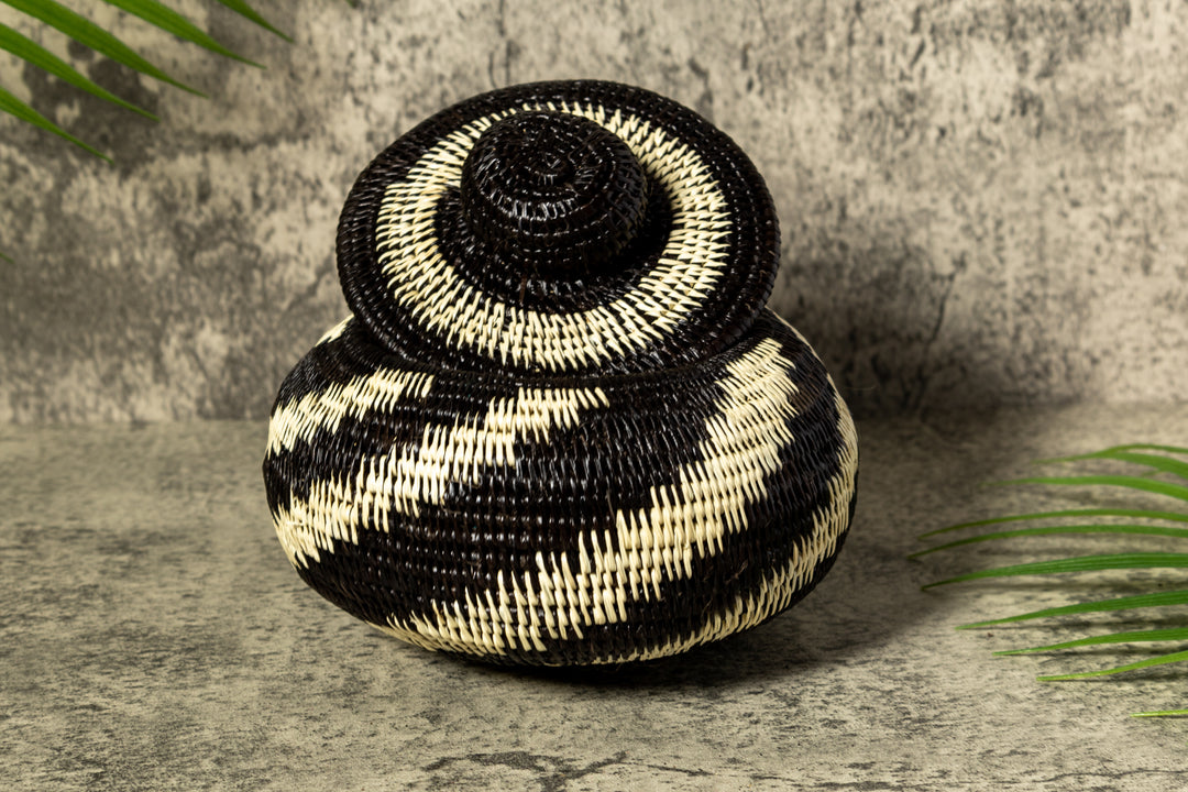 Night Swirl Woven Basket With Top