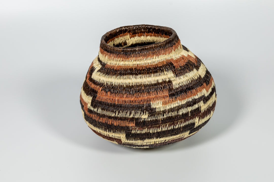 ZigZag Brown And White Woven Basket