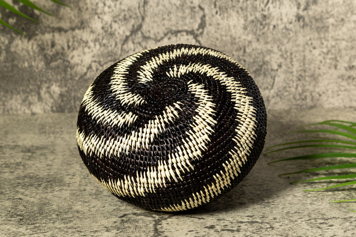 Night Swirl Woven Basket With Top