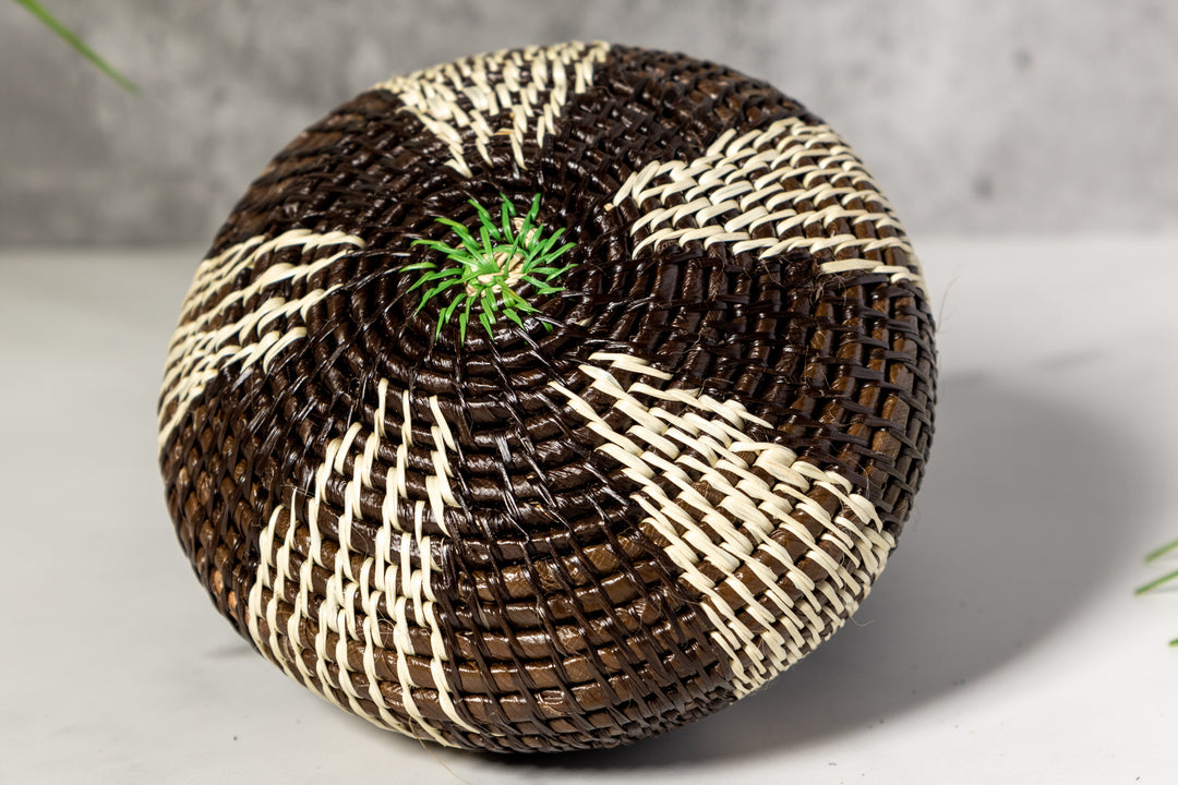 Black And White Rainforest Basket With Top