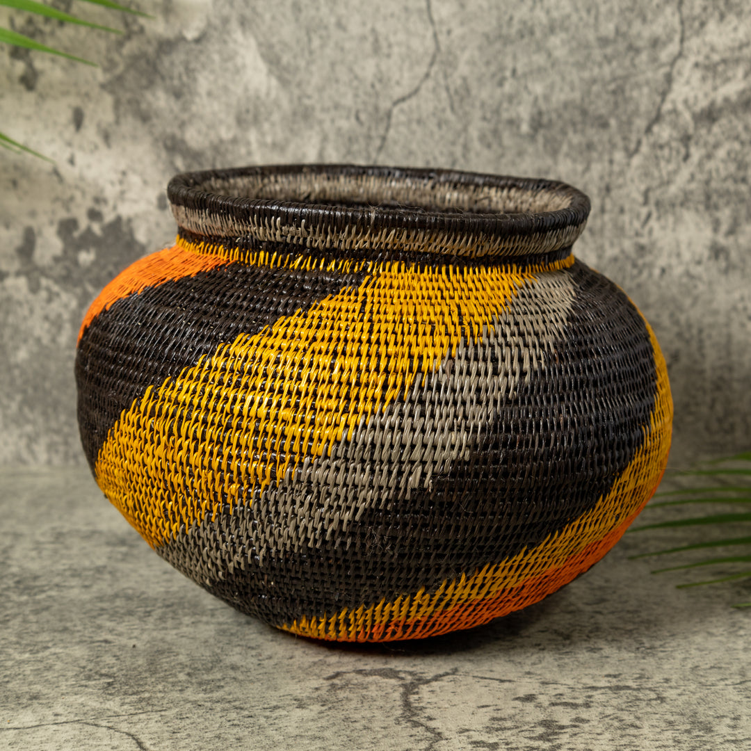 Black Orange And Gray Swirl Rainforest Basket