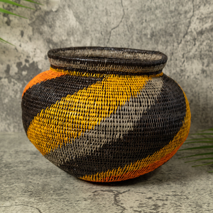 Black Orange And Gray Swirl Rainforest Basket
