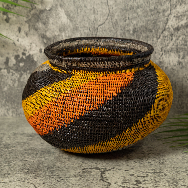 Black Orange And Gray Swirl Rainforest Basket