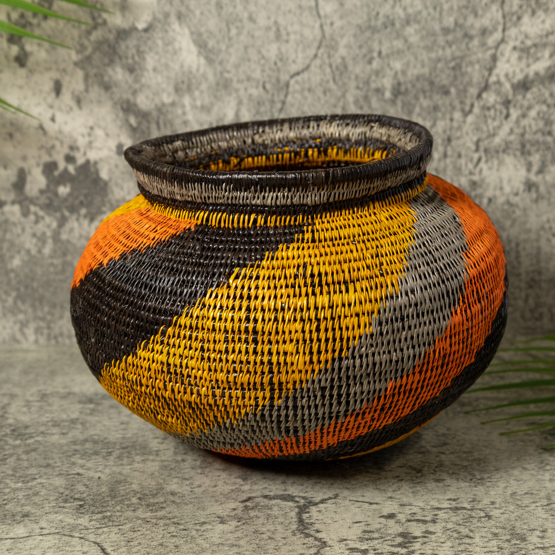 Black Orange And Gray Swirl Rainforest Basket