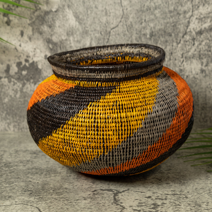 Black Orange And Gray Swirl Rainforest Basket
