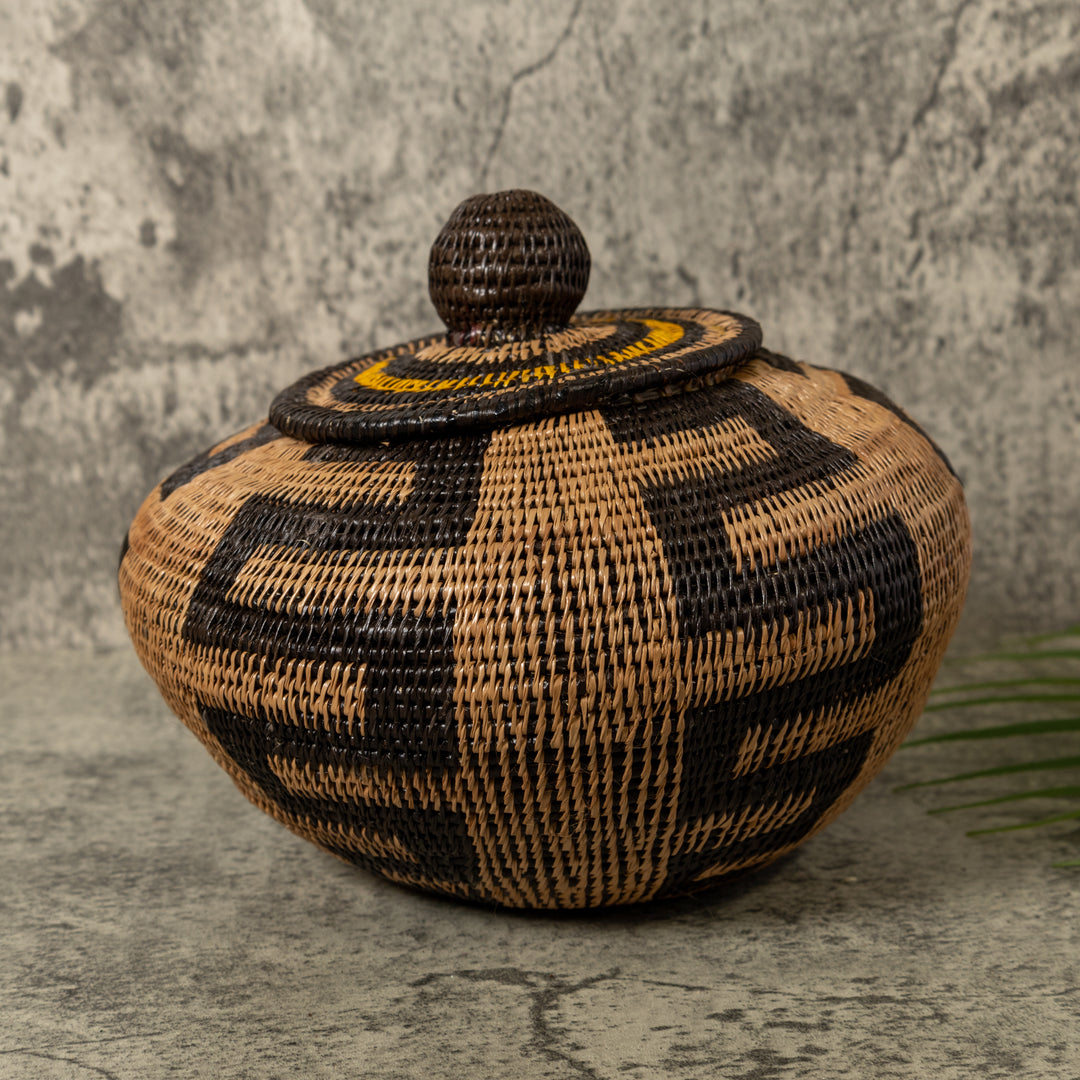 Black And Brown Snake Rainforest Basket With Top