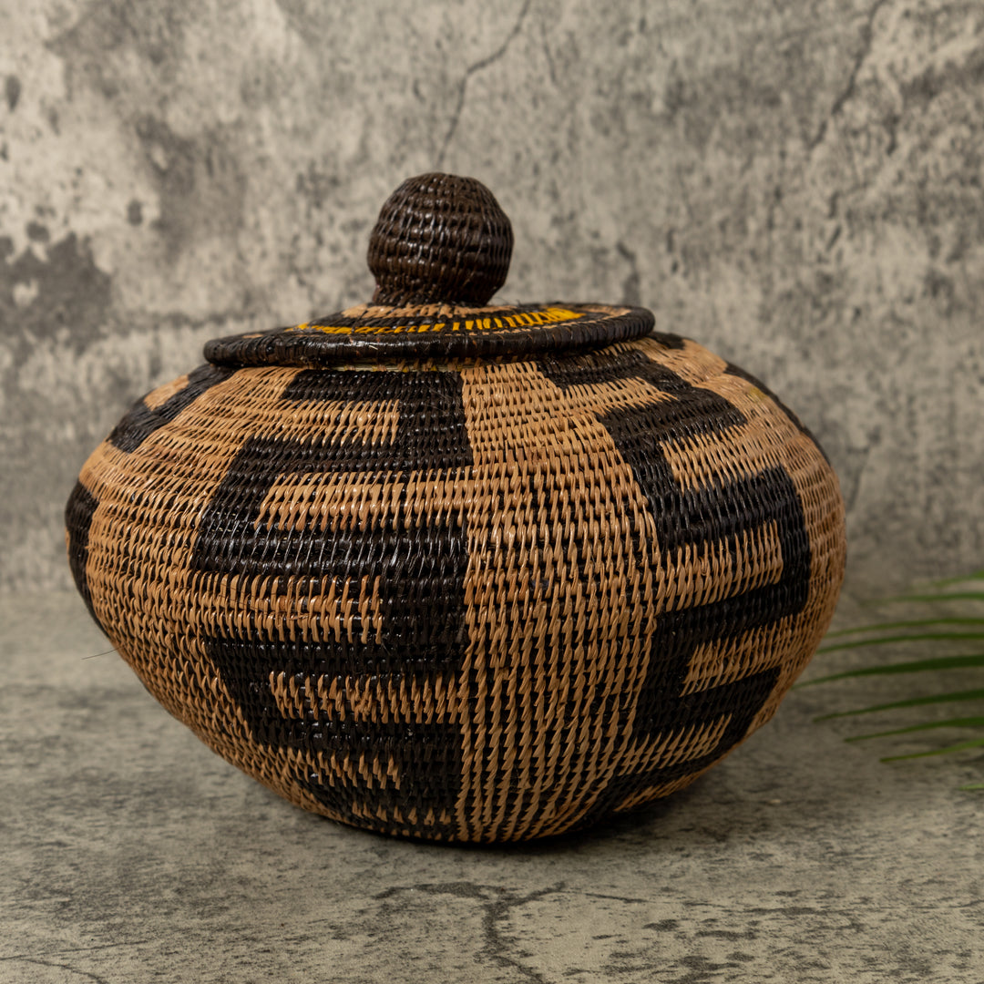 Black And Brown Snake Rainforest Basket With Top