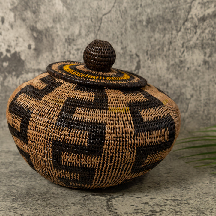 Black And Brown Snake Rainforest Basket With Top