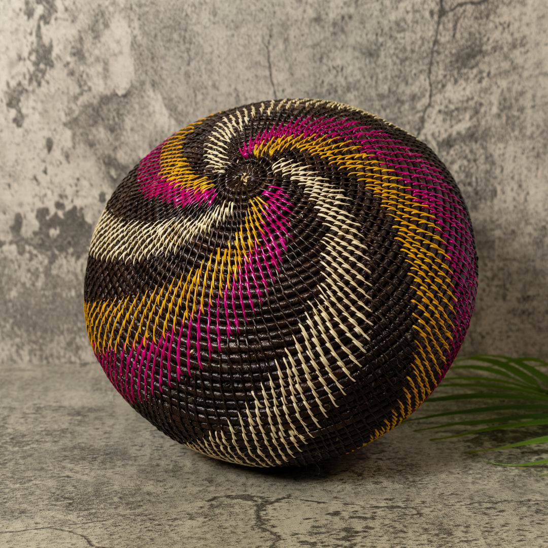 Black White Gold And Purple Spiral Rainforest Basket With Top