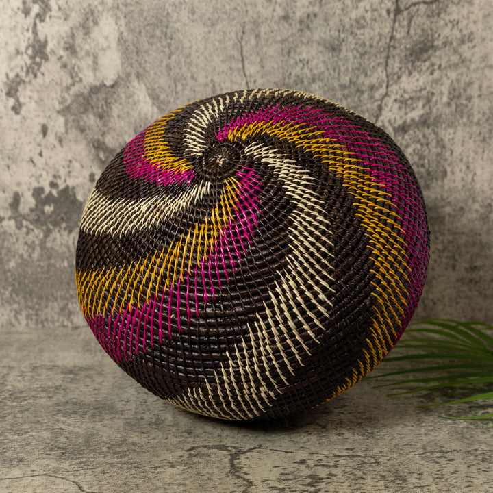 Black White Gold And Purple Spiral Rainforest Basket With Top