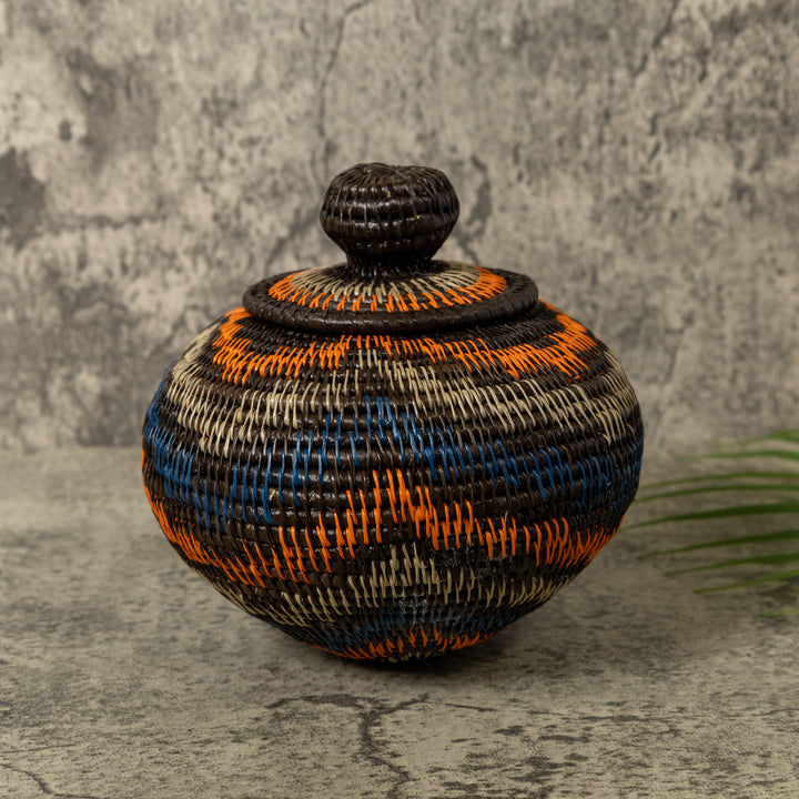 Orange And Blue Ocean Waves Rainforest Basket With Top