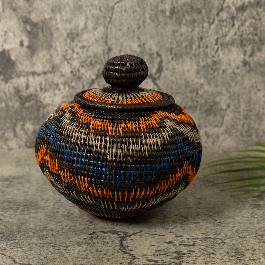 Orange And Blue Ocean Waves Rainforest Basket With Top