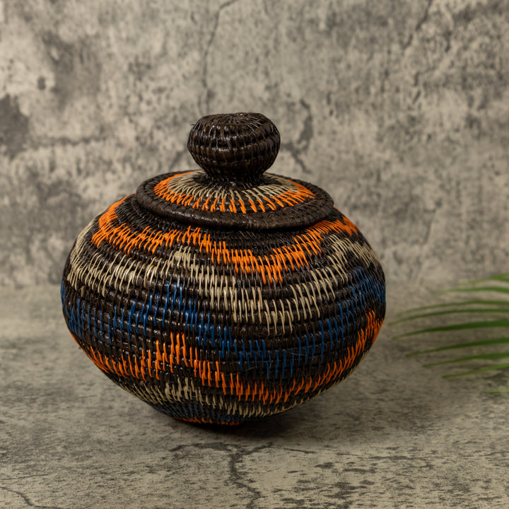 Orange And Blue Ocean Waves Rainforest Basket With Top