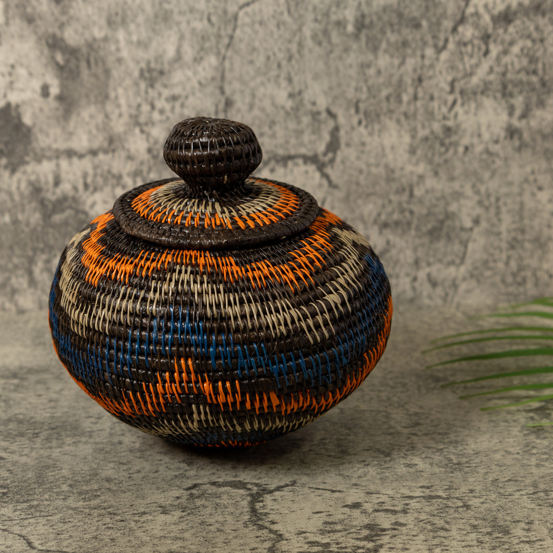 Orange And Blue Ocean Waves Rainforest Basket With Top