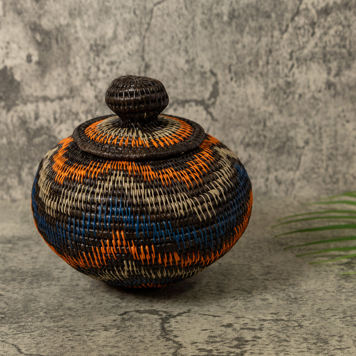 Orange And Blue Ocean Waves Rainforest Basket With Top