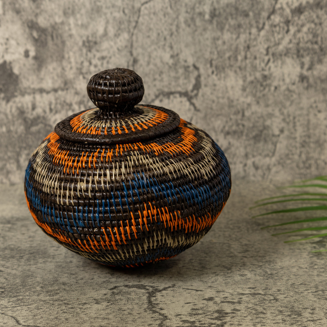 Orange And Blue Ocean Waves Rainforest Basket With Top