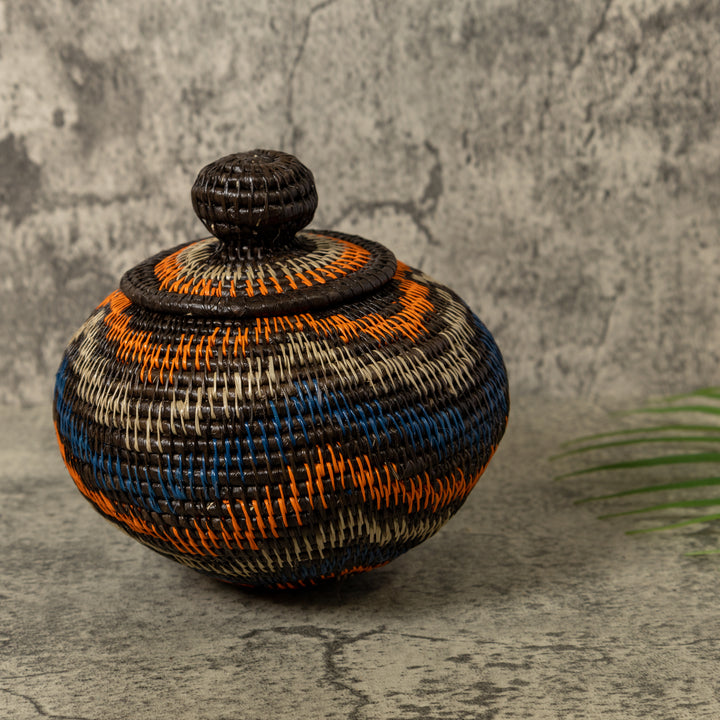 Orange And Blue Ocean Waves Rainforest Basket With Top