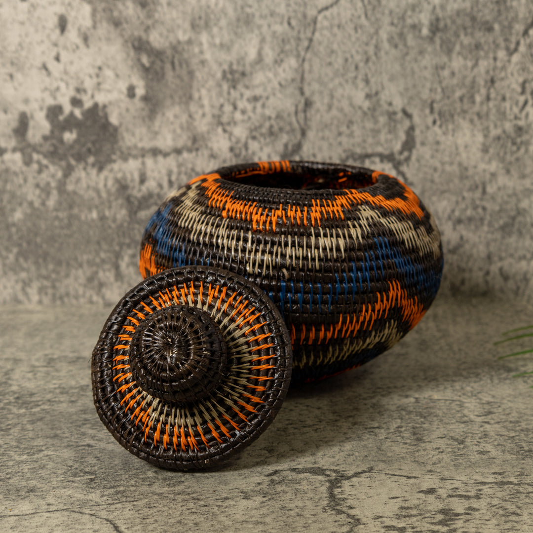 Orange And Blue Ocean Waves Rainforest Basket With Top