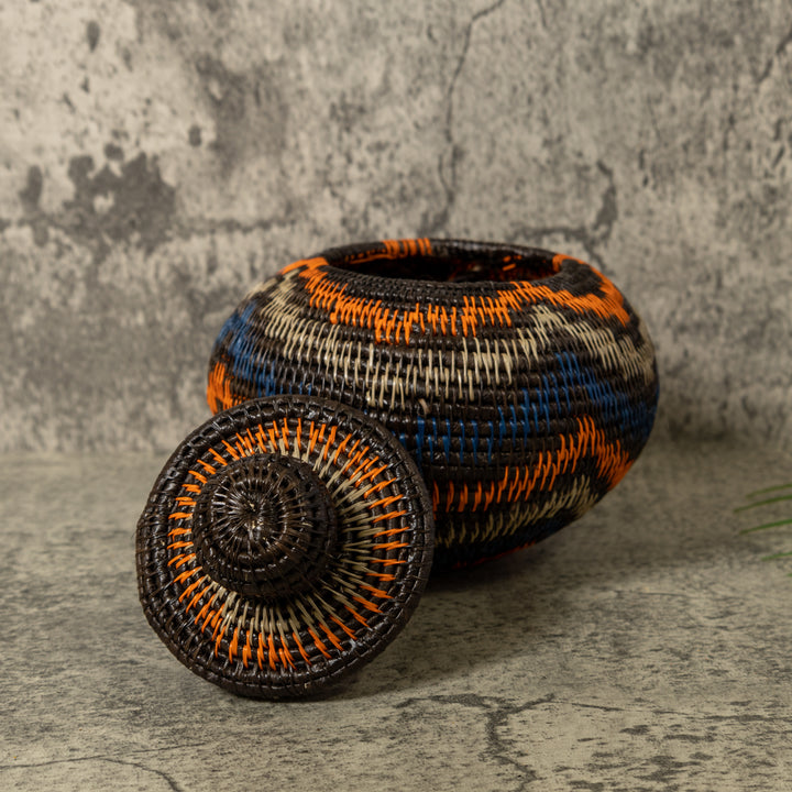 Orange And Blue Ocean Waves Rainforest Basket With Top