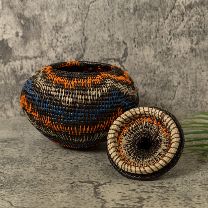 Orange And Blue Ocean Waves Rainforest Basket With Top