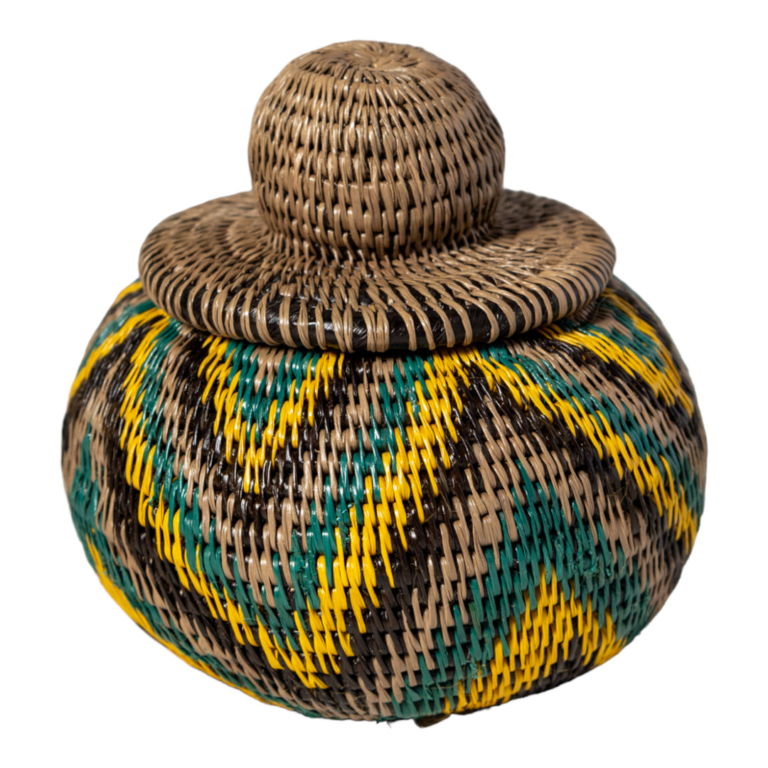 Tropical Harmony Woven Basket With Top