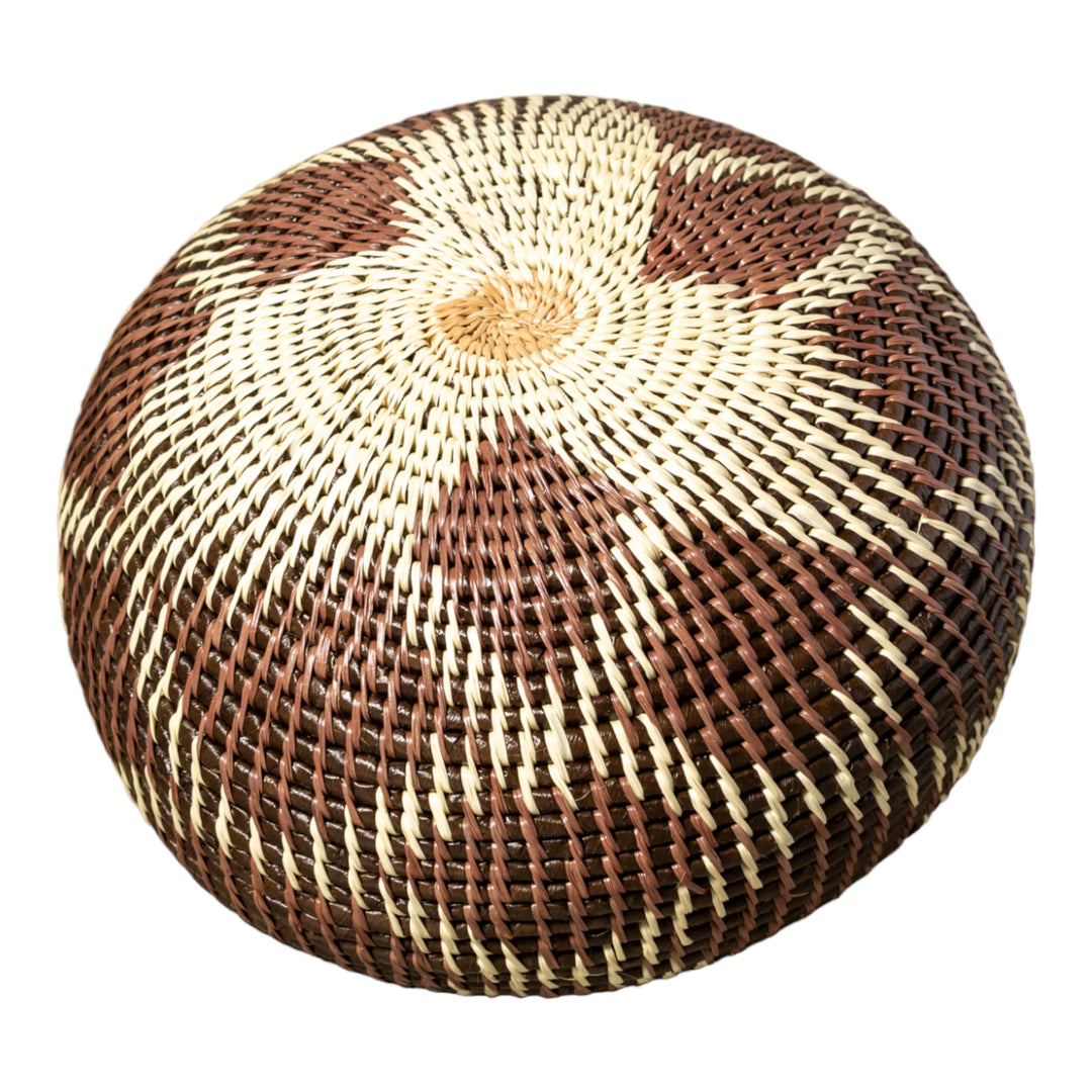 Brown Fish Net Woven Basket With Top