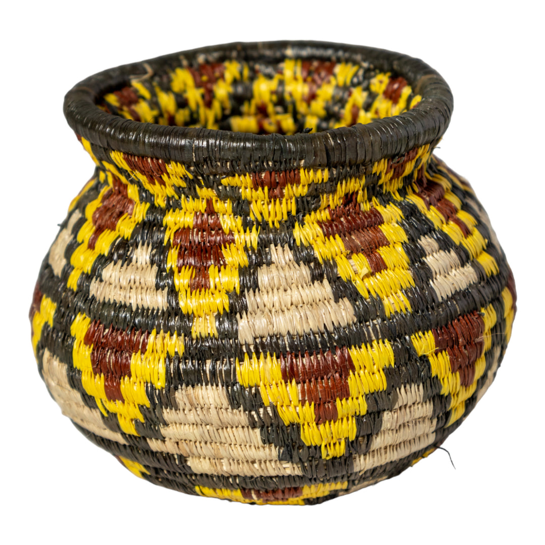 Small Red Black And Gray Diamond Woven Rainforest Basket