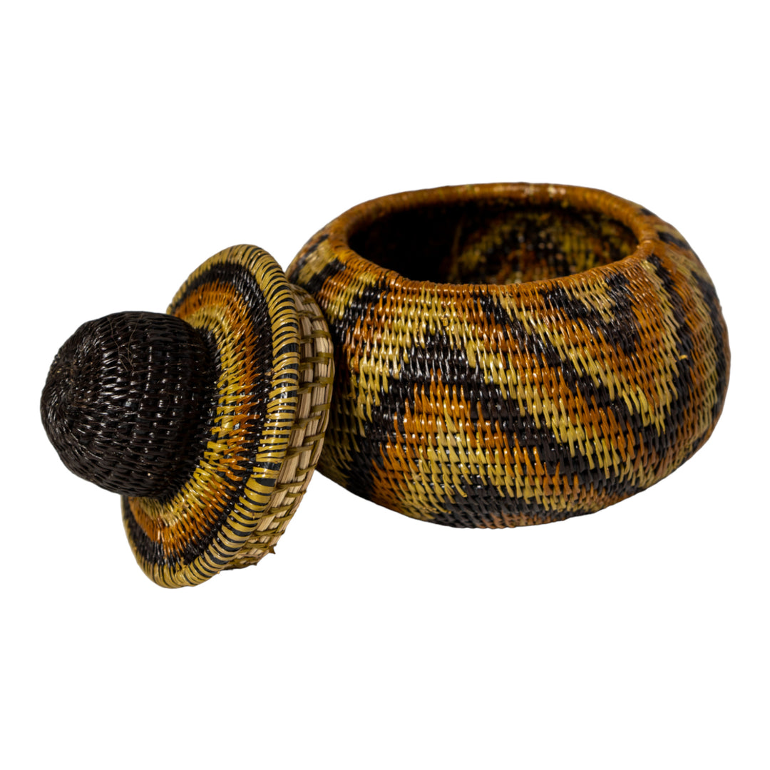 Brown Forest Chimes Woven Basket With Top