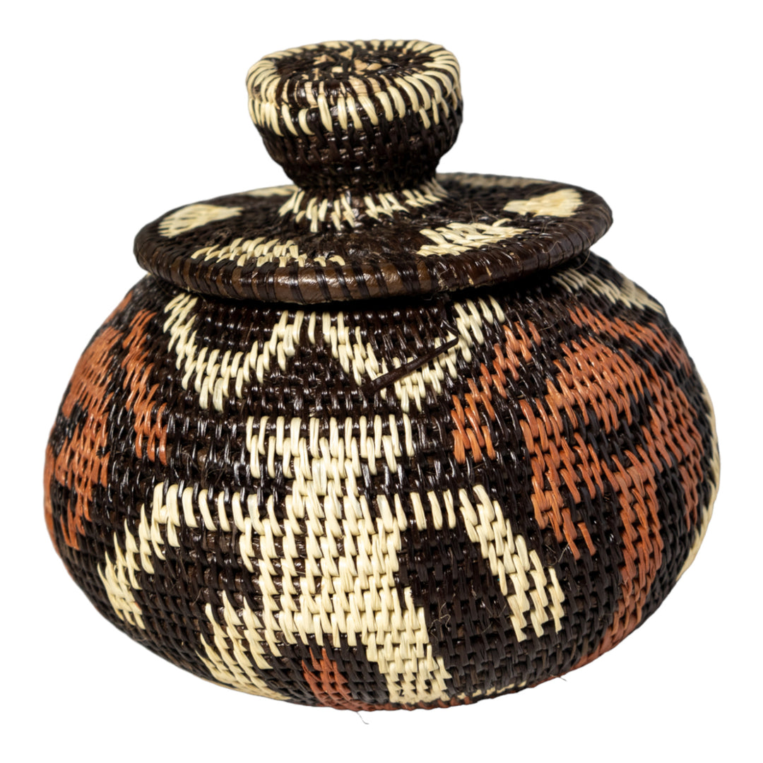 Human Cave Drawings Woven Basket With Top