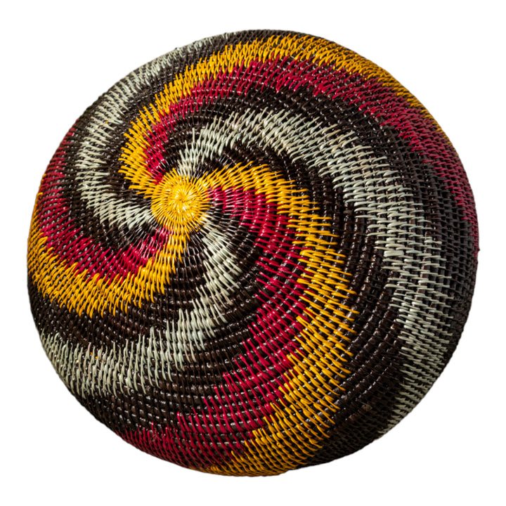 Silver Spiral Woven Basket With Top
