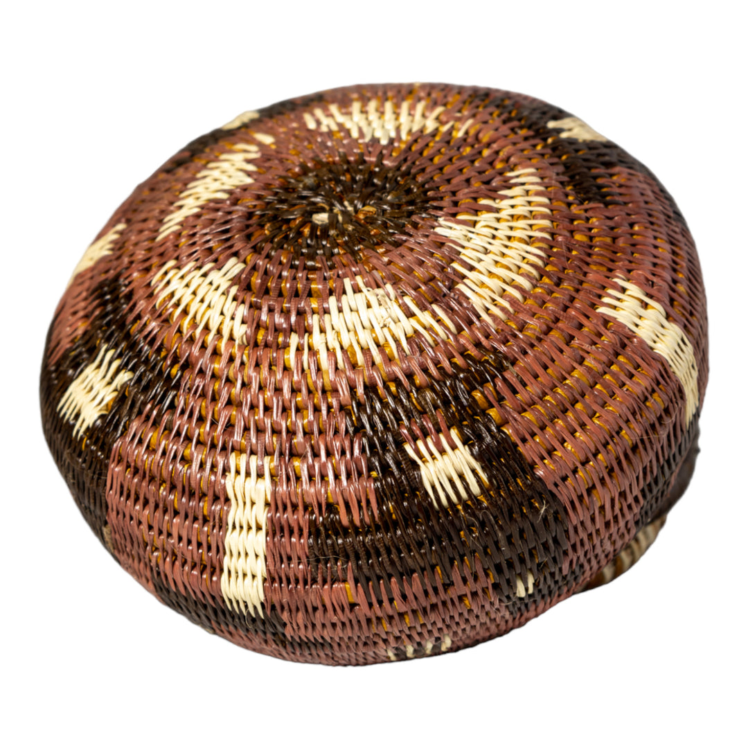 Brown And White Jungle Critters Woven Basket With Top