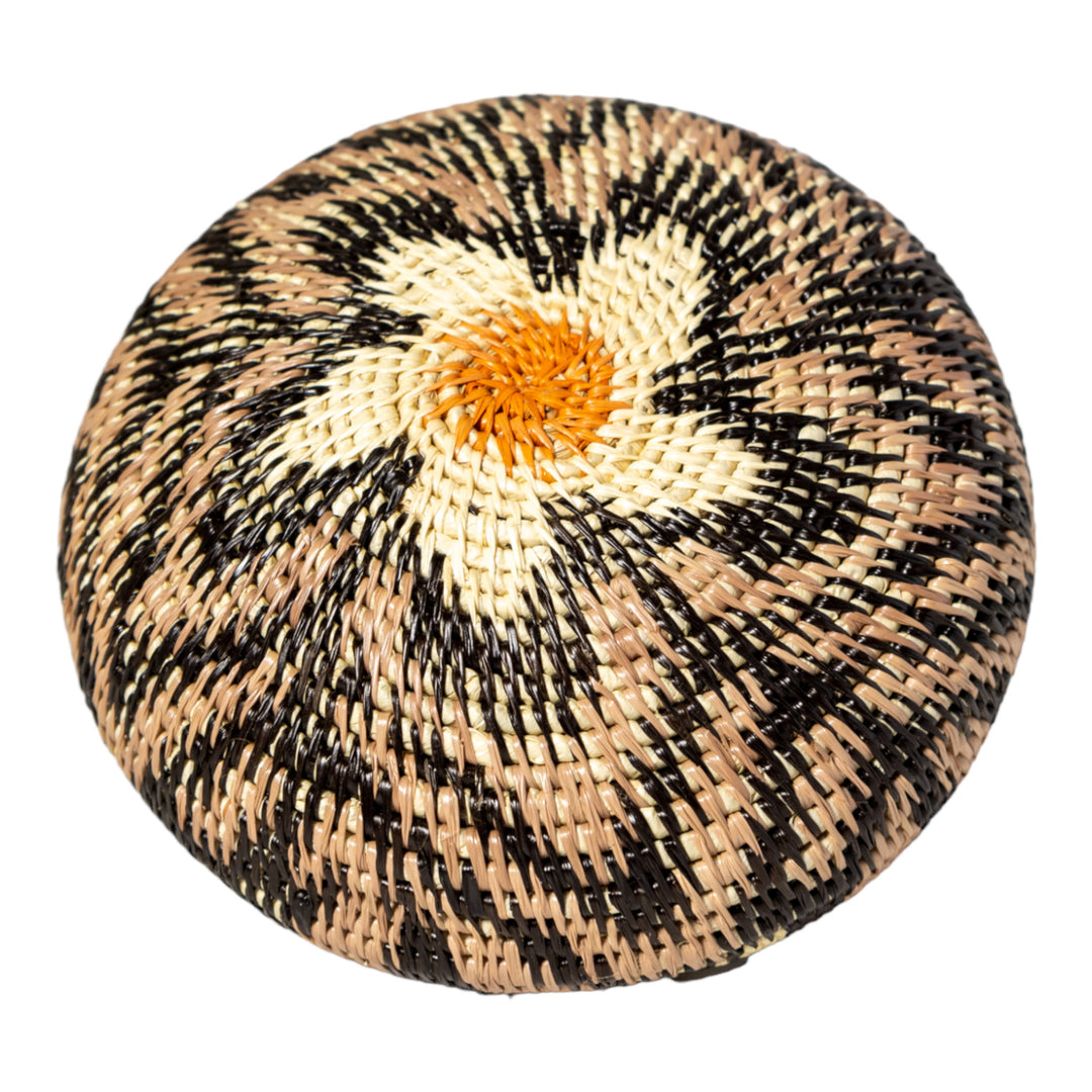 Brown Jungle Cascade Woven Basket With Top