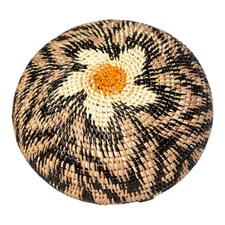 Brown Jungle Cascade Woven Basket With Top