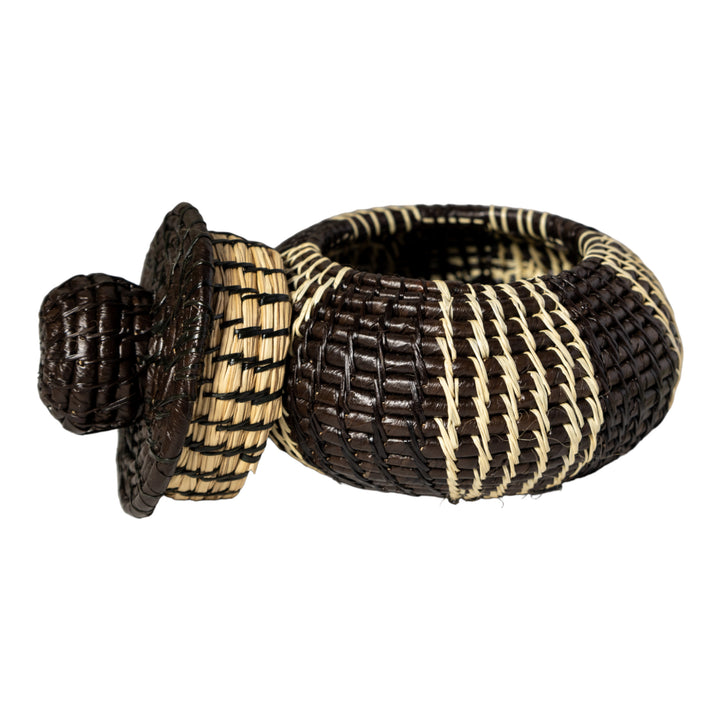 Black And White Woven Basket With Top