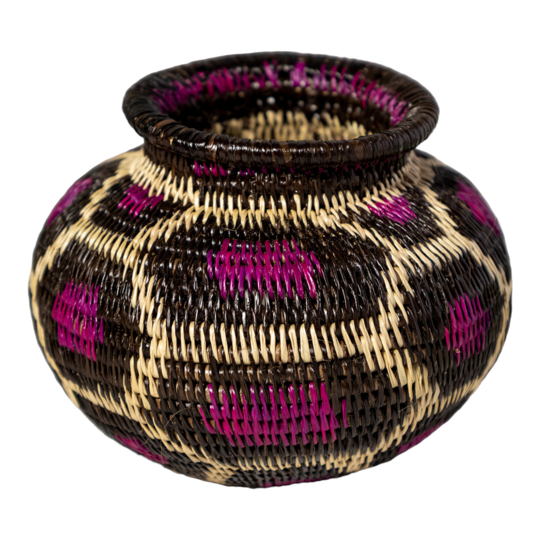 Purple White And Black Woven Basket