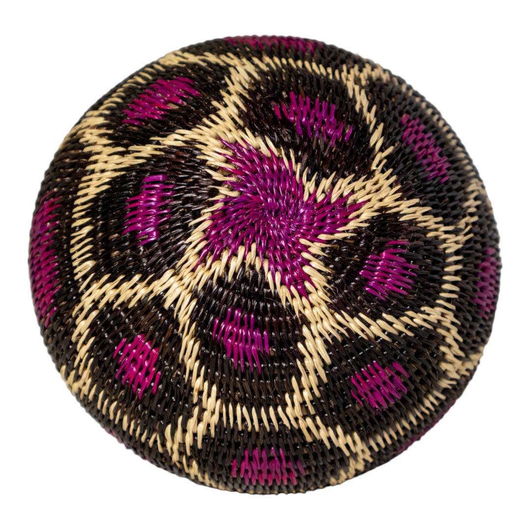 Purple White And Black Woven Basket