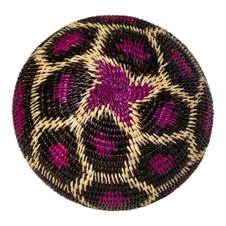 Purple White And Black Woven Basket