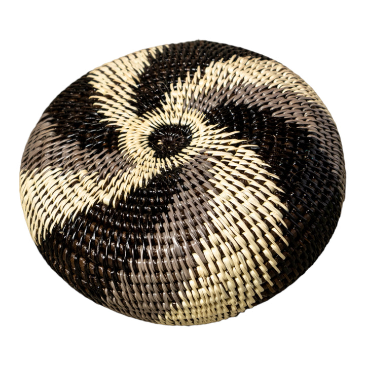 Black White And Gray Woven Basket With Top