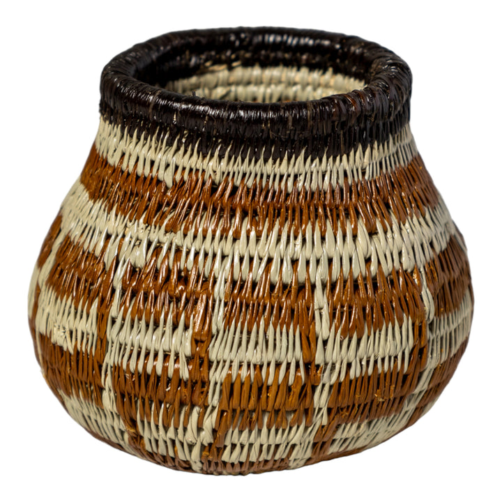 Small Brown And Gray Woven Basket