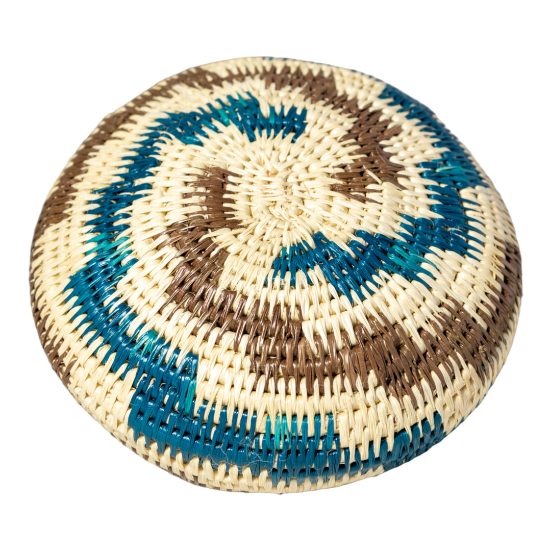 ZigZag Blue And Brown Basket With Top